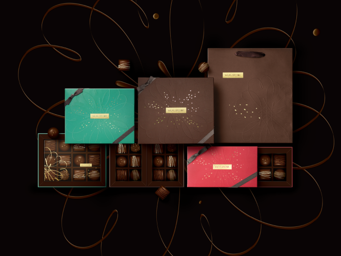 Design luxuoso, caixas de chocolate